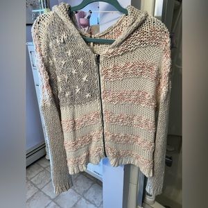 Free People size L American Flag Boho zip-up sweater